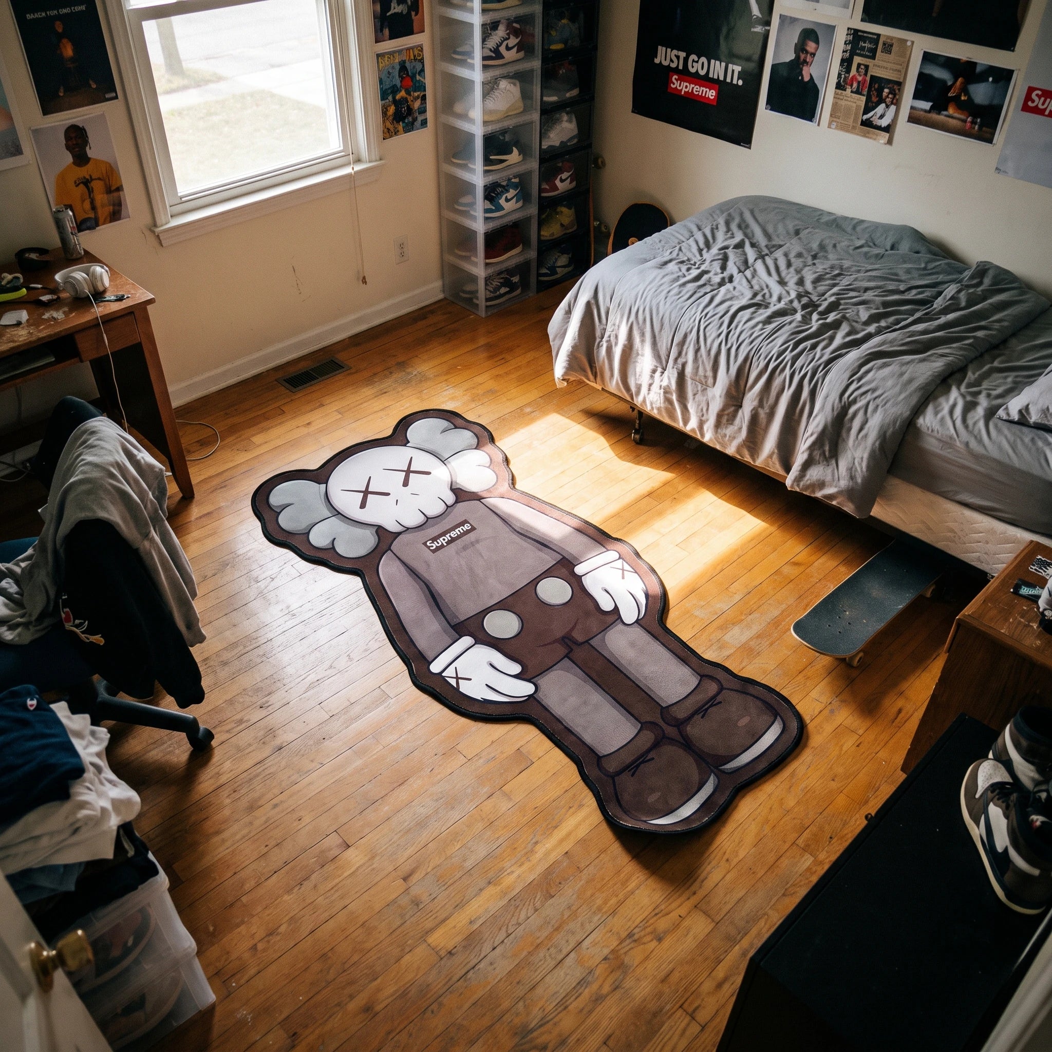 KAWS Brown Supreme Rug - Shaped Man Cave Area Rug