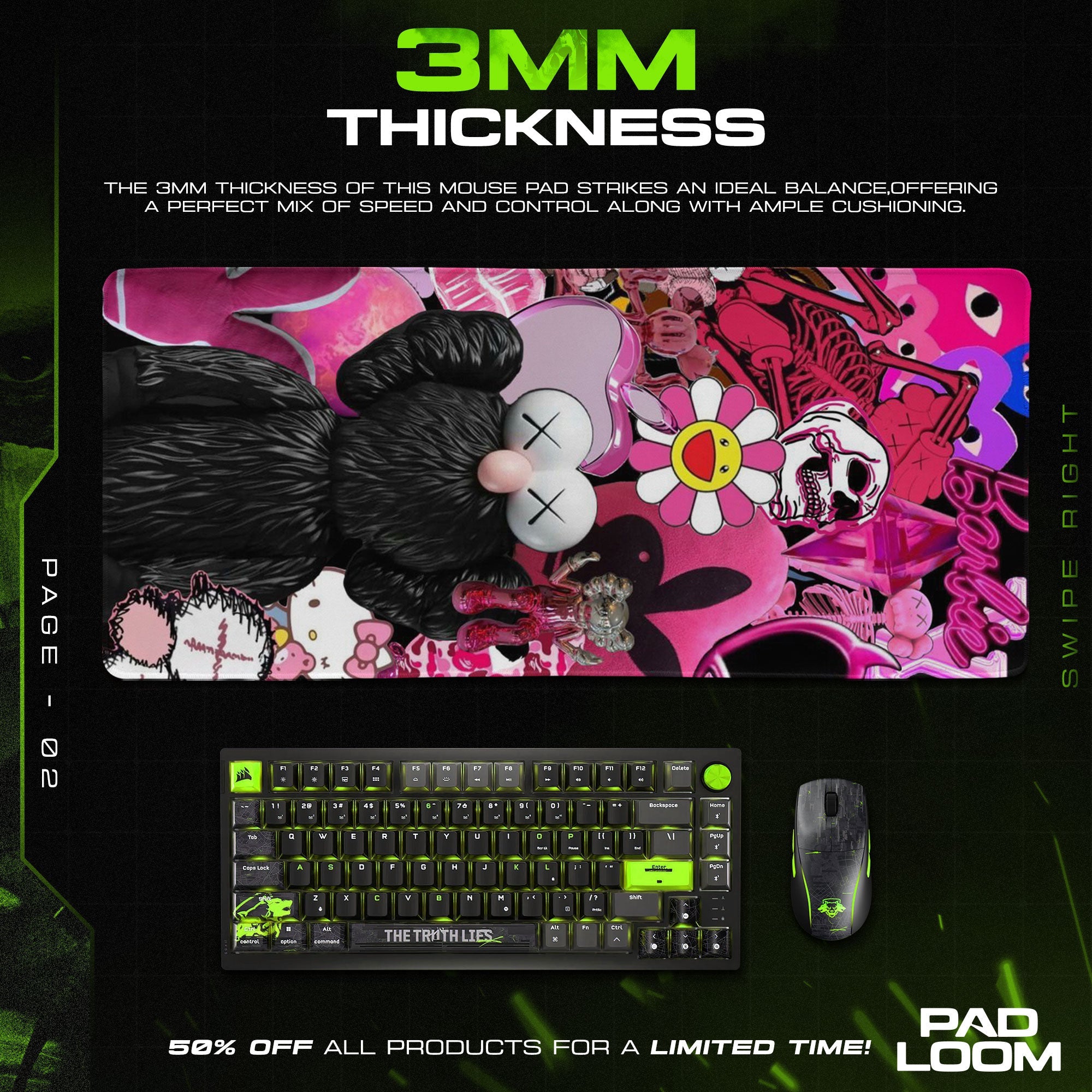 Kaws Collage Mouse Pad - Urban Pop Art Desk Mat Padloom