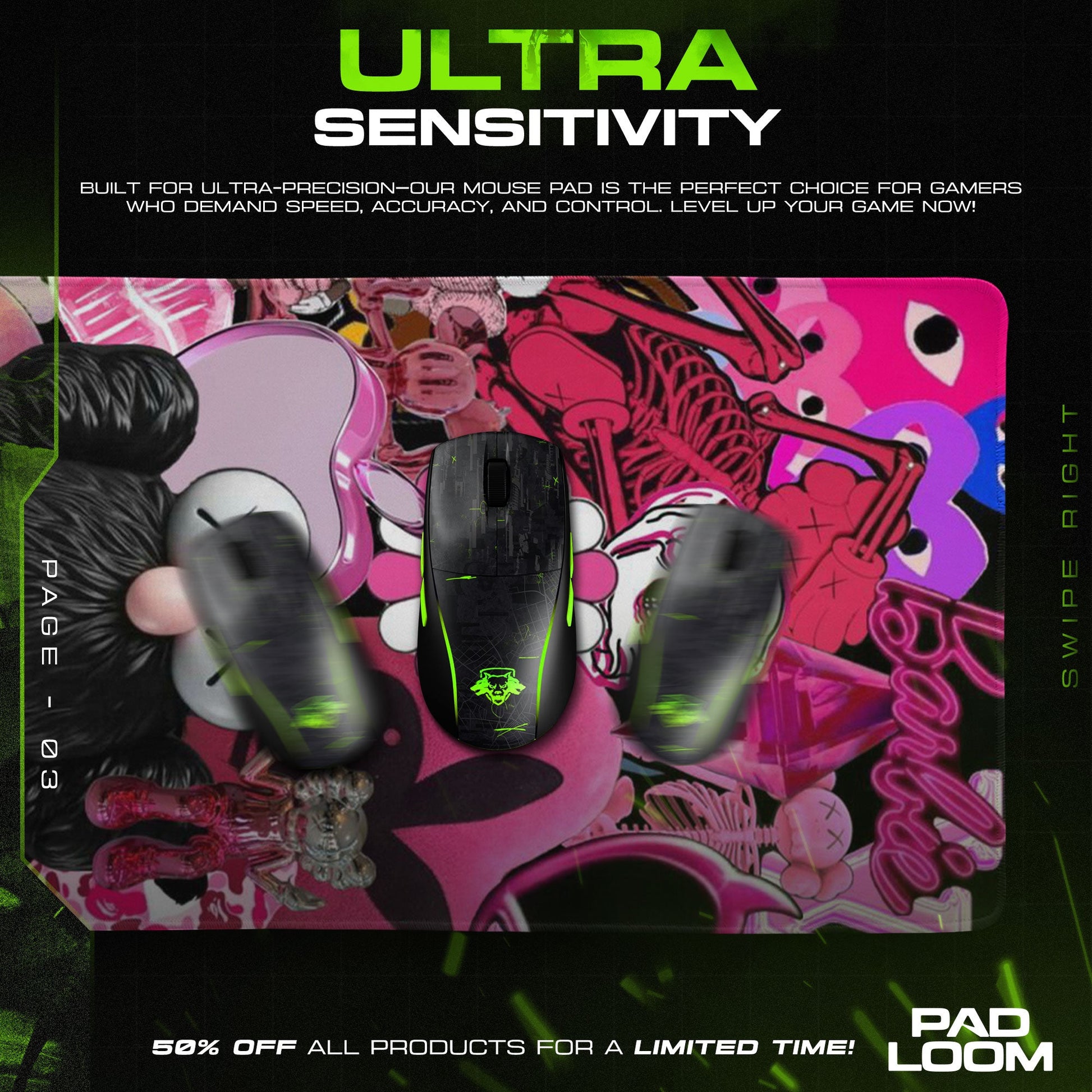 Kaws Collage Mouse Pad - Urban Pop Art Desk Mat Padloom