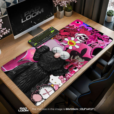Kaws Collage Mouse Pad - Urban Pop Art Desk Mat