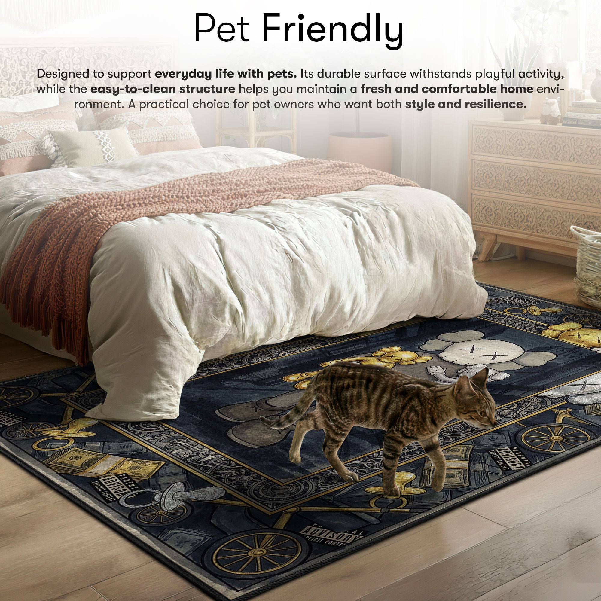 Kaws Companion Gold Silver Rug - Hypebeast Mat