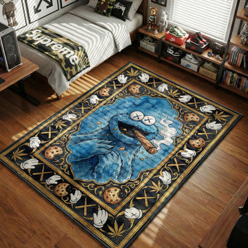 KAWS Cookie Monster Blue Gold hypebeast area rug
