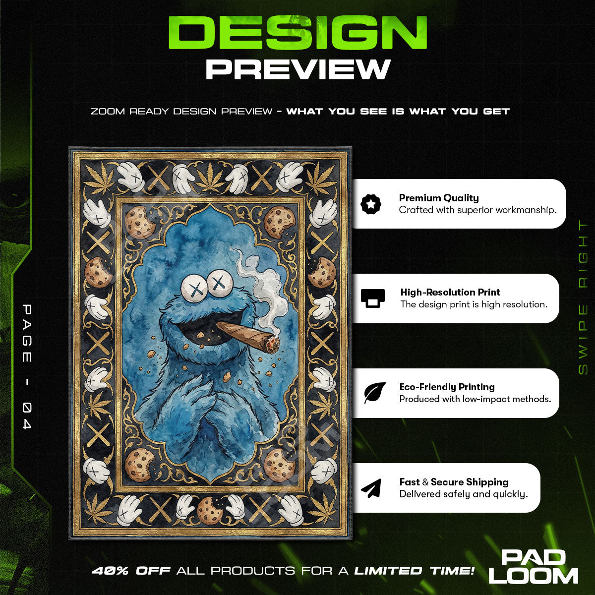 KAWS Cookie Monster Rug - Streetwear Floor Design