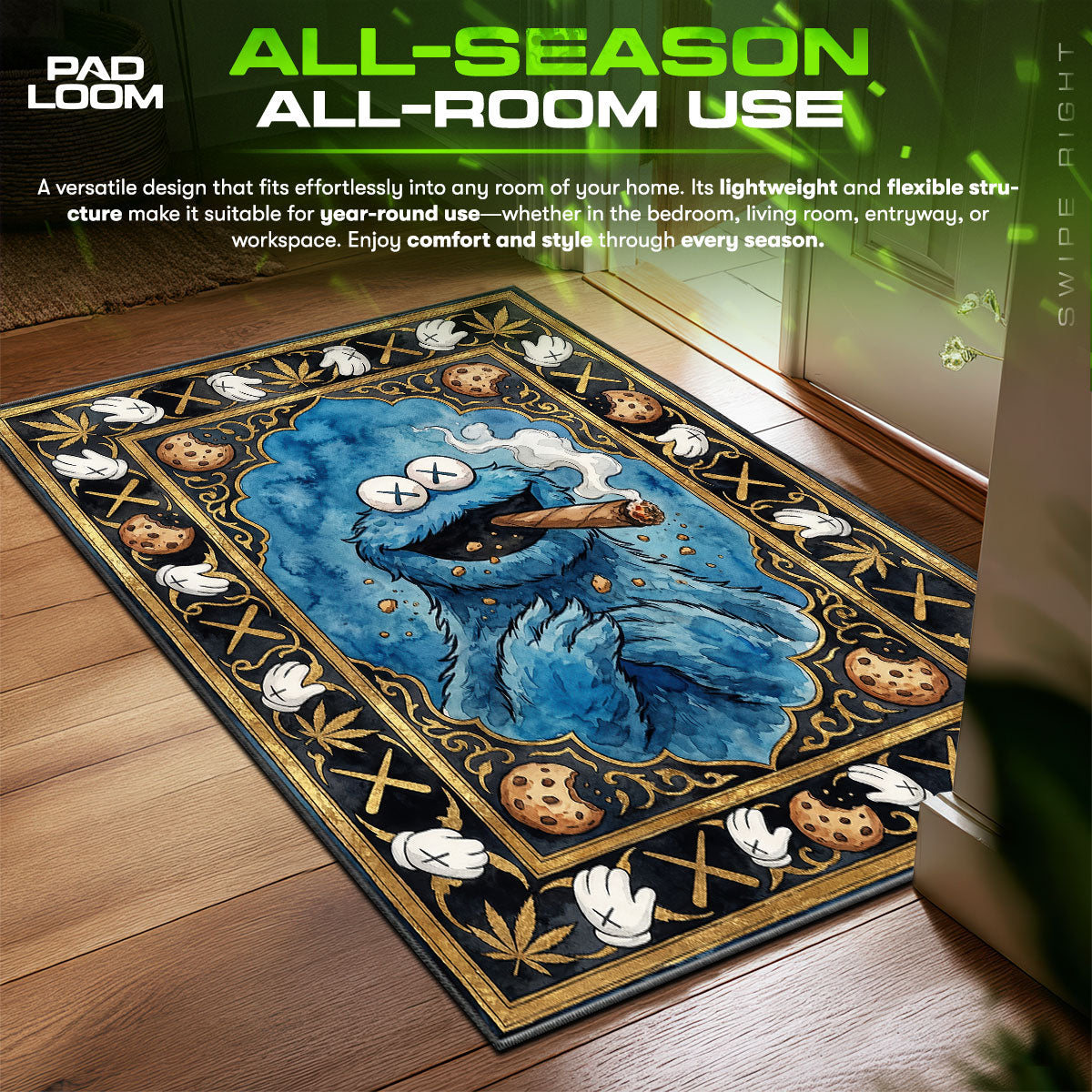KAWS Cookie Monster Rug - Streetwear Floor Design