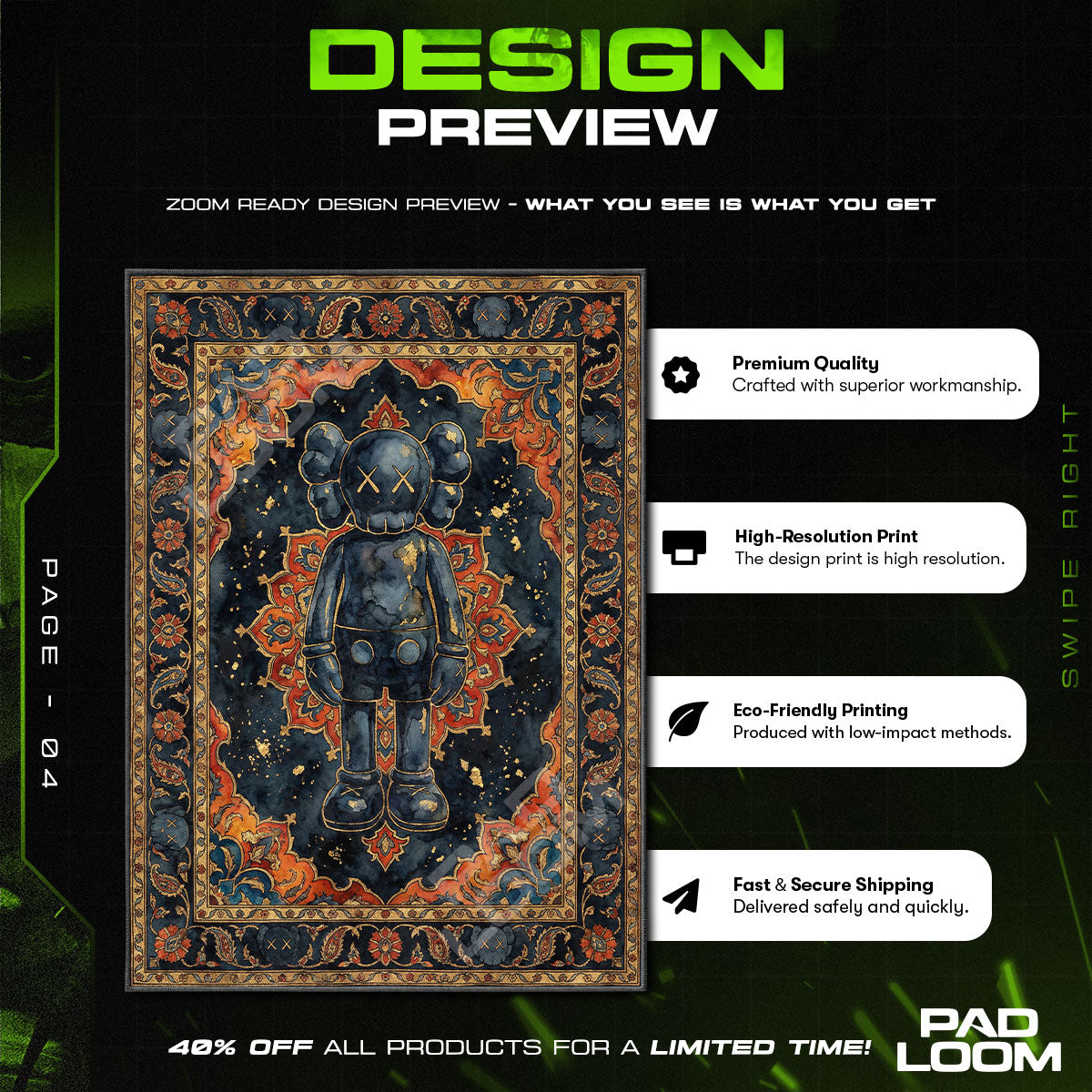 KAWS Dark Companion Persian Rug - Hypebeast Floor Mat