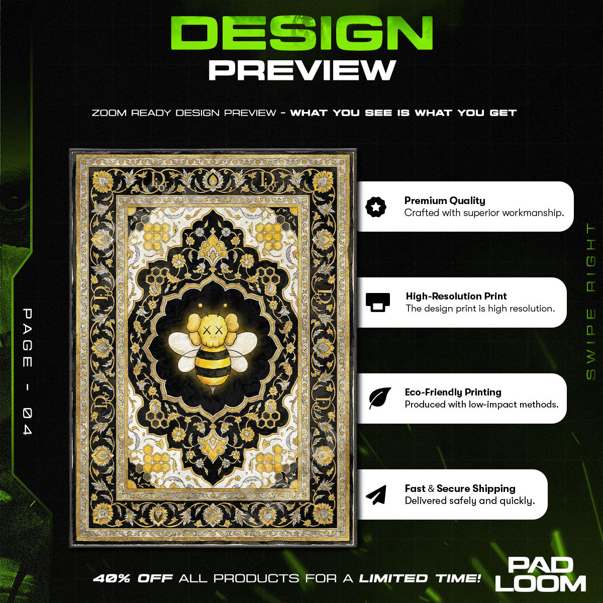 KAWS Dior Bee Persian Rug - Hypebeast Floor Mat