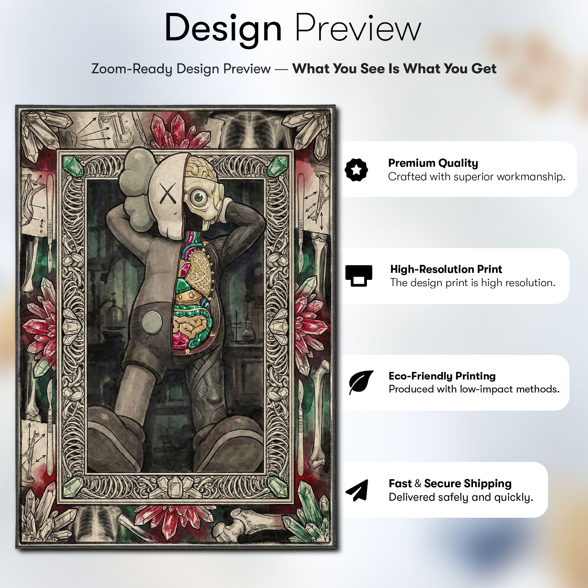 Kaws Dissected Anatomy Rug - Hypebeast Mat