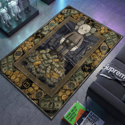 Kaws Figure Money Stack Rug - Hypebeast Decor