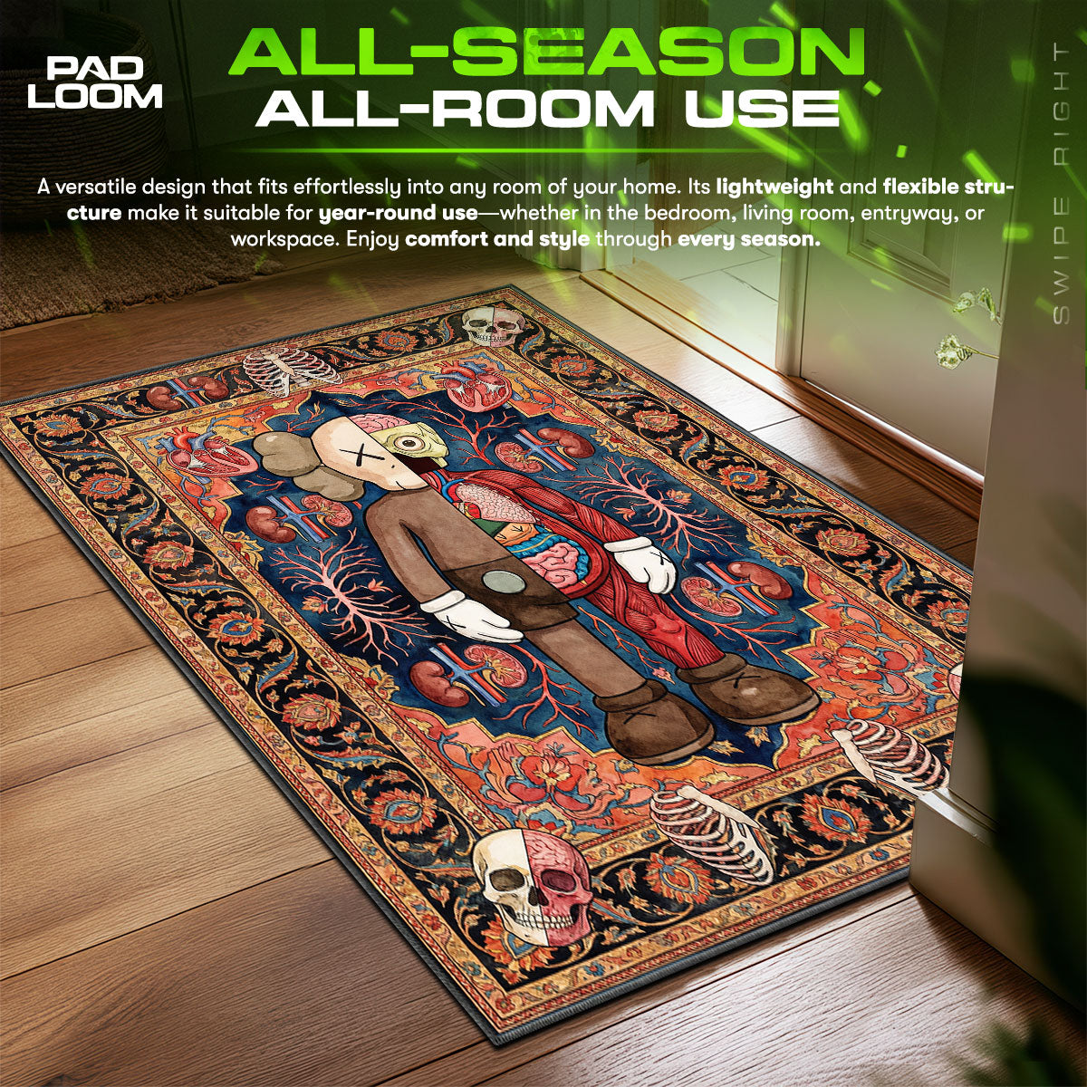 KAWS Flayed Anatomy Persian Rug - Hypebeast Floor Mat