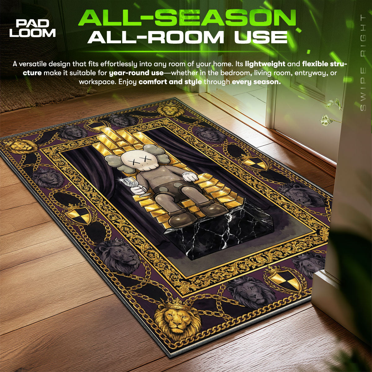 KAWS Gold King Throne Rug - Hypebeast Floor Mat