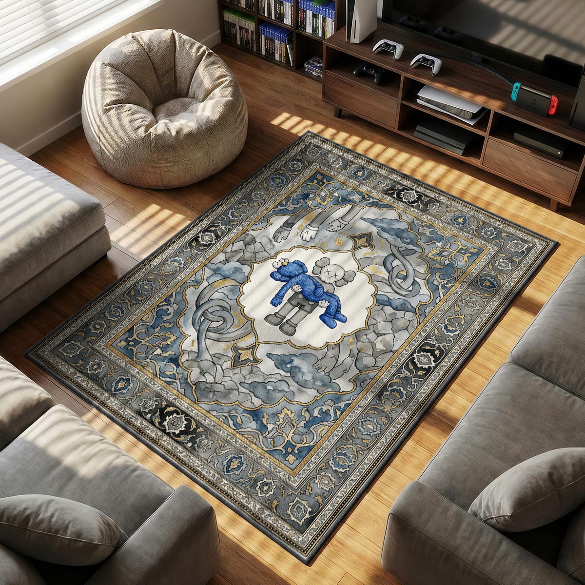 KAWS Gone Persian Rug - Sneakerhead Floor Mat
