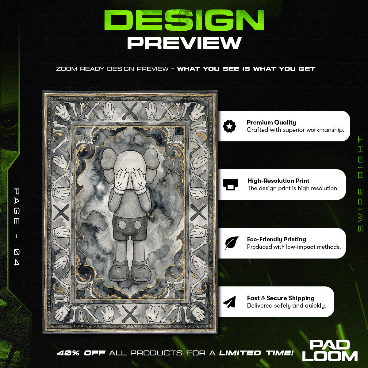 KAWS Grey Holiday Rug - Hypebeast Floor Mat