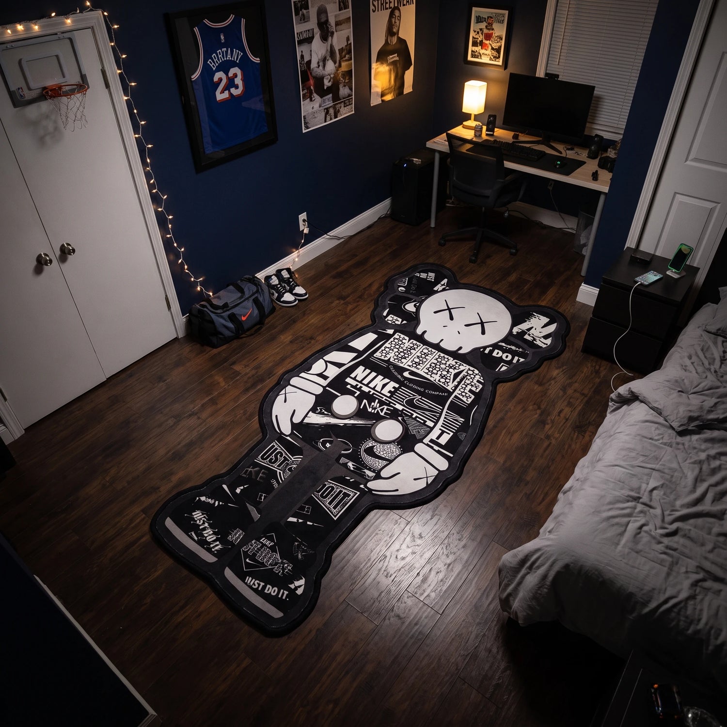 KAWS Nike Collage Rug - Shaped Man Cave Area Rug