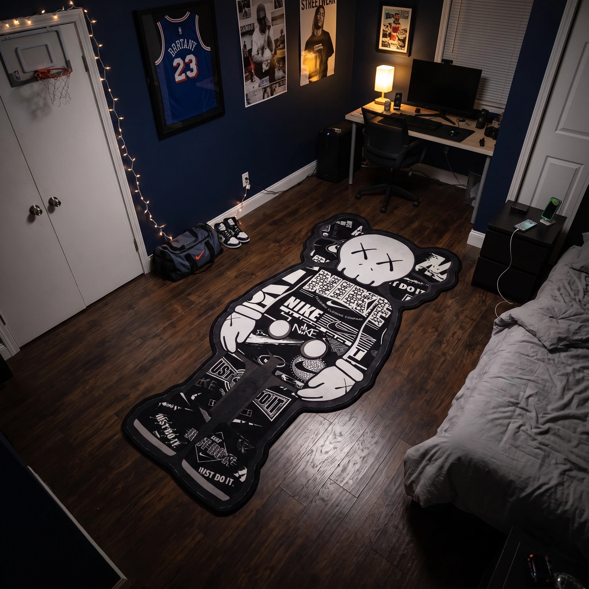 KAWS Nike Collage Rug - Shaped Man Cave Area Rug