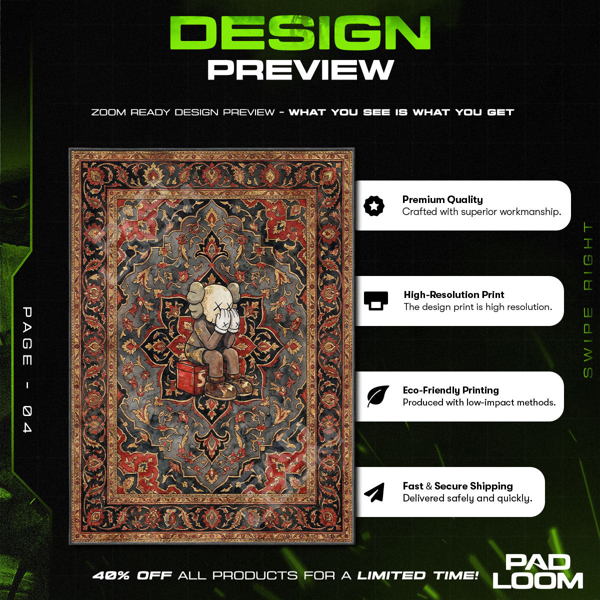 KAWS Passing Through Persian Rug - Hypebeast Floor Mat