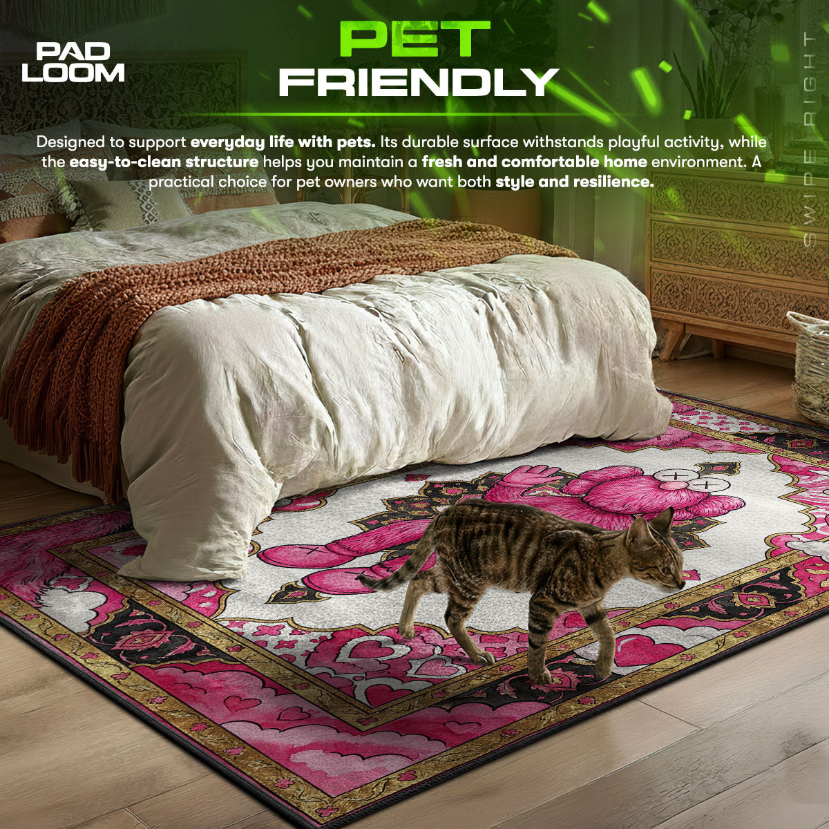 KAWS Pink BFF LV Monogram Rug - Hypebeast Floor Mat