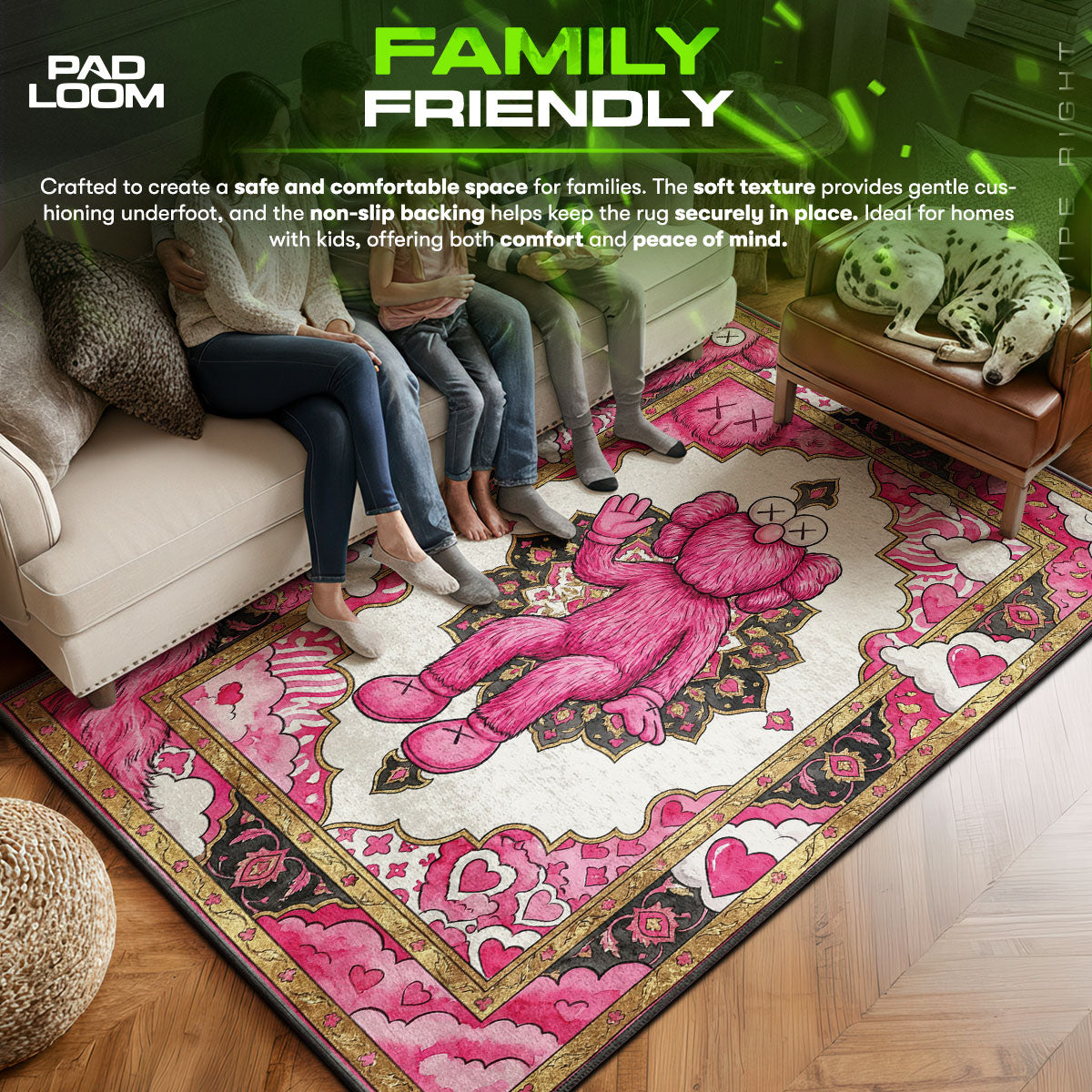 KAWS Pink BFF LV Monogram Rug - Hypebeast Floor Mat