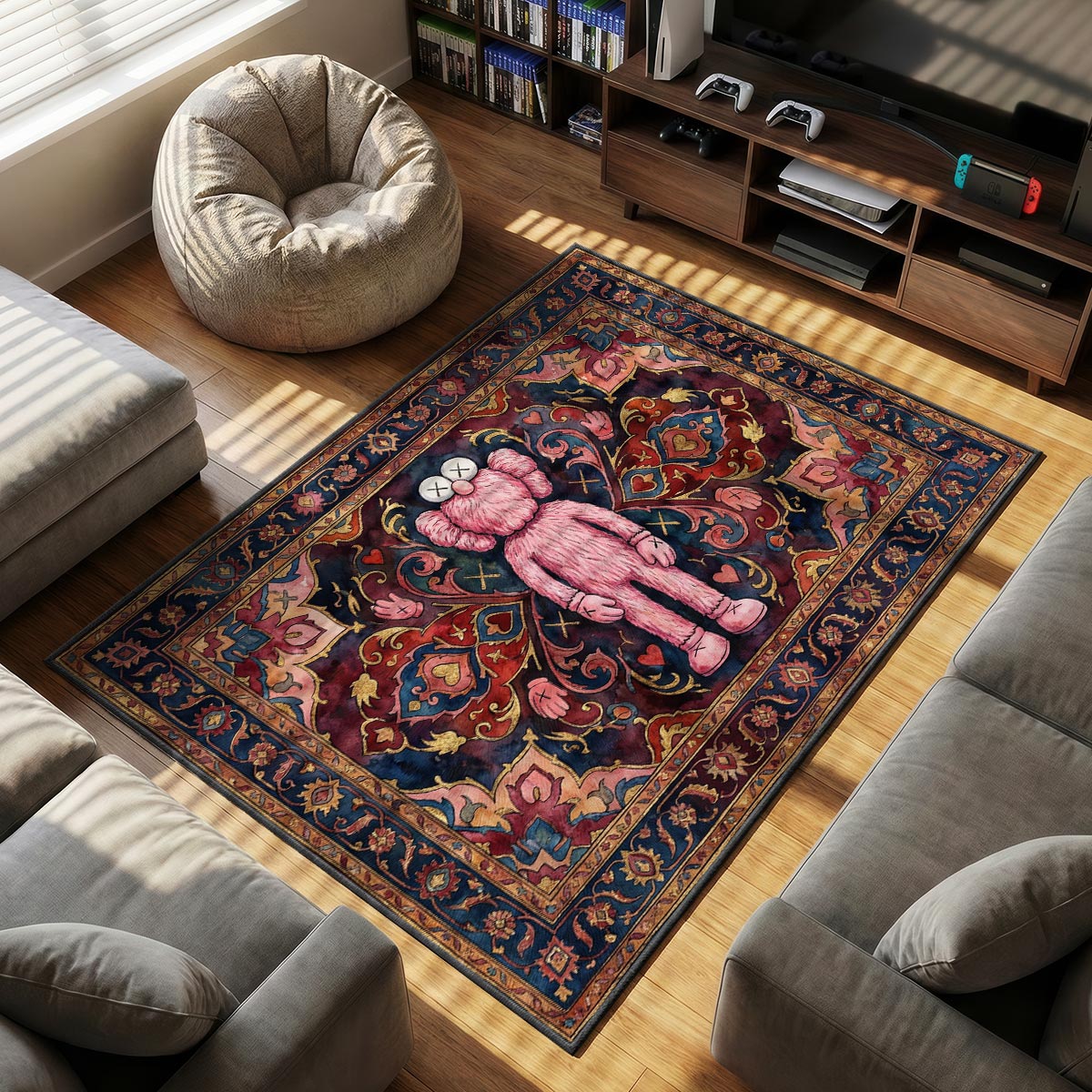 KAWS Pink BFF Persian Rug - Hype Floor Mat