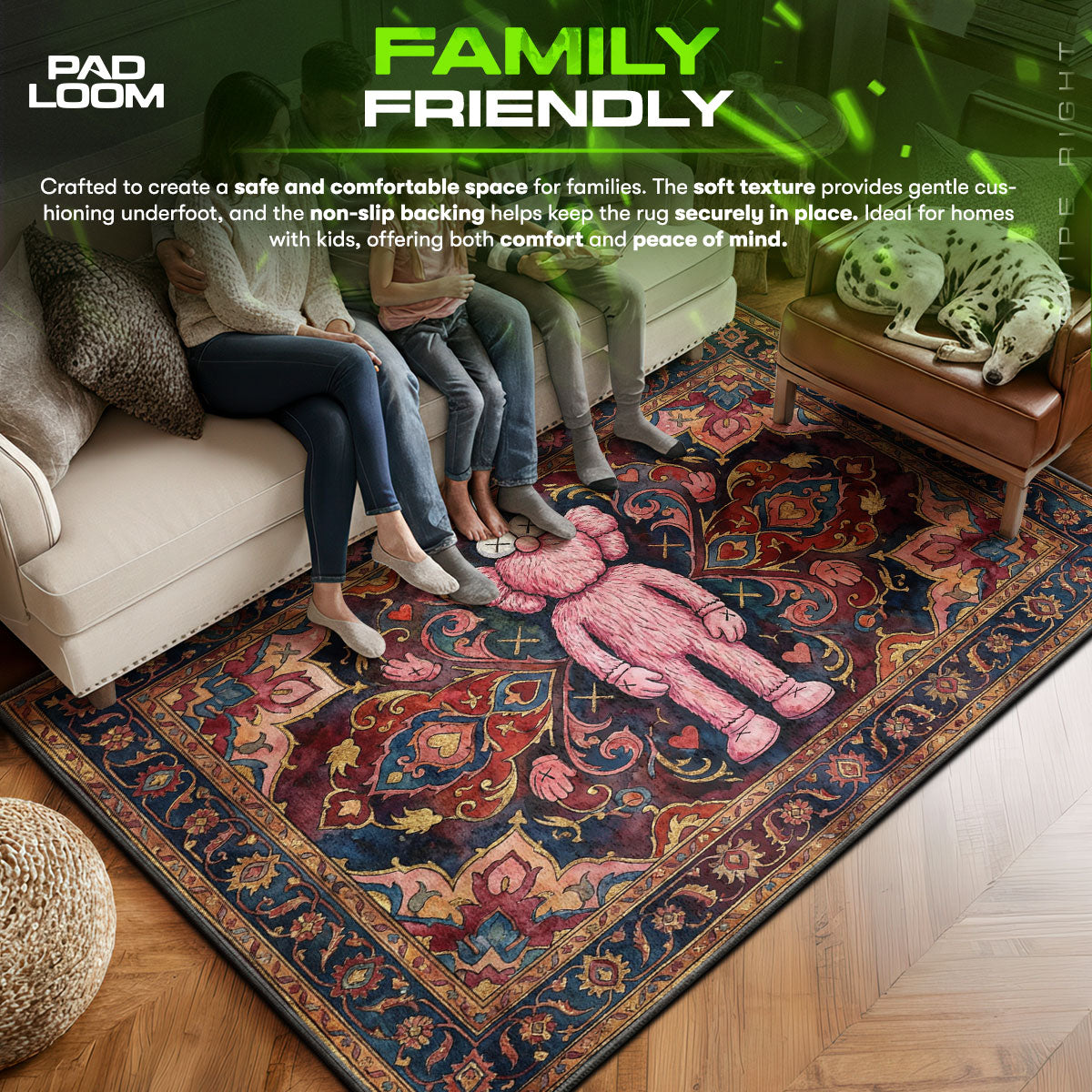 KAWS Pink BFF Persian Rug - Hype Floor Mat