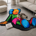 KAWS shaped area rug, die-cut man cave rug