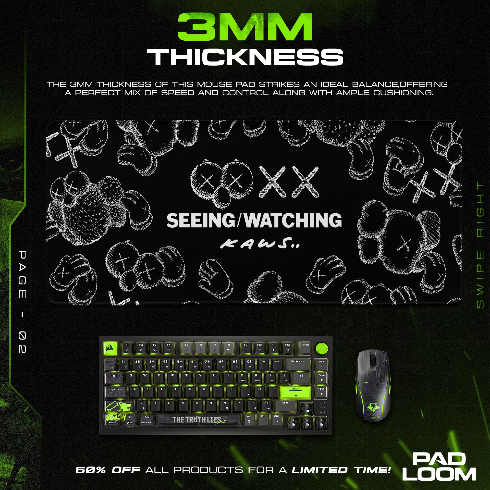 Kaws Seeing Watching Mouse Pad, Abstract Art Desk Mat