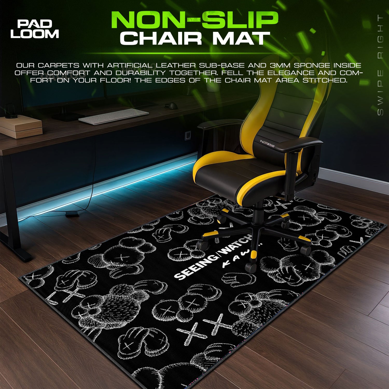 Kaws desk mat showing full Abstract artwork