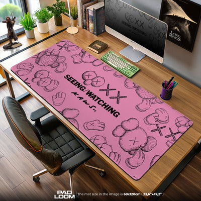 Kaws Seeing Watching Mouse Pad, Pink Art Desk Mat