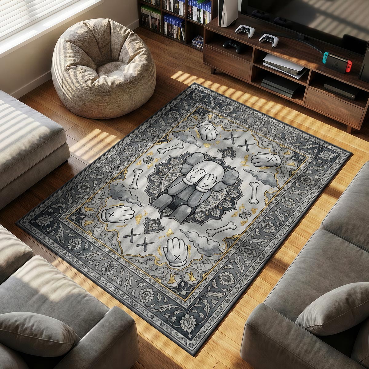 KAWS Silver Companion Persian Rug - Hype Floor Mat