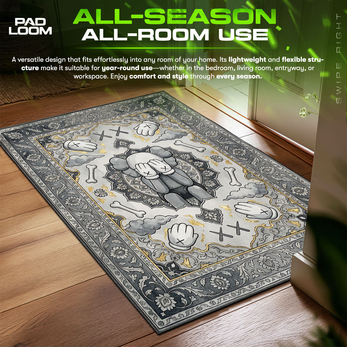 KAWS Silver Companion Persian Rug - Hype Floor Mat