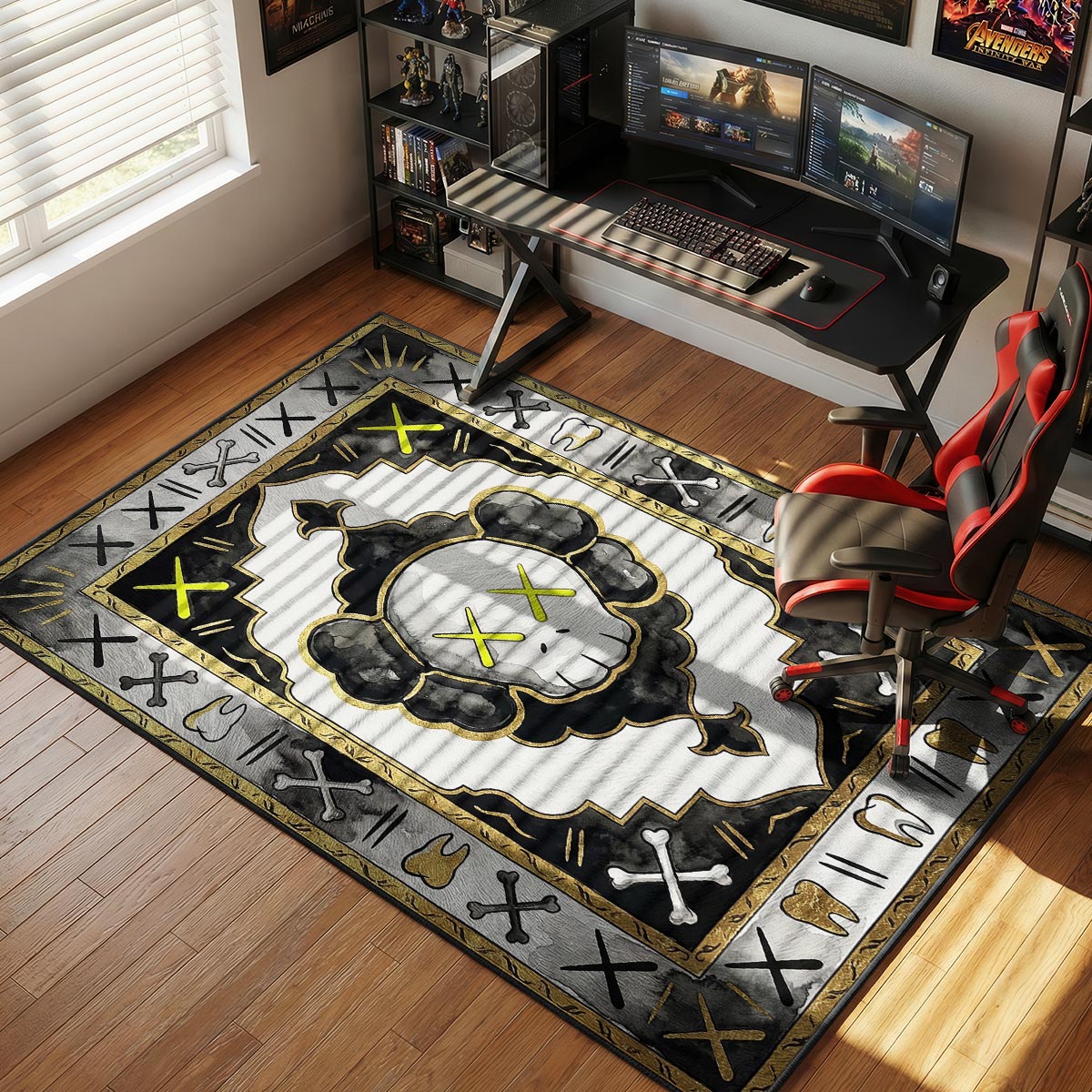 KAWS Skull Motif Persian Rug - Hype Floor Mat