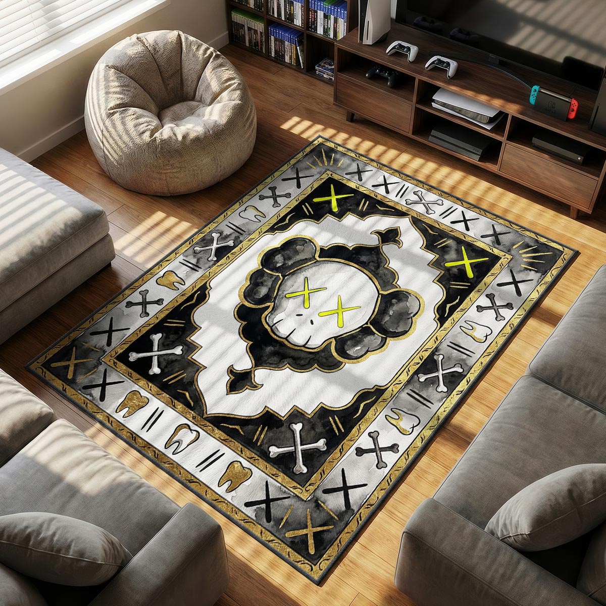 KAWS Skull Motif Persian Rug - Hype Floor Mat