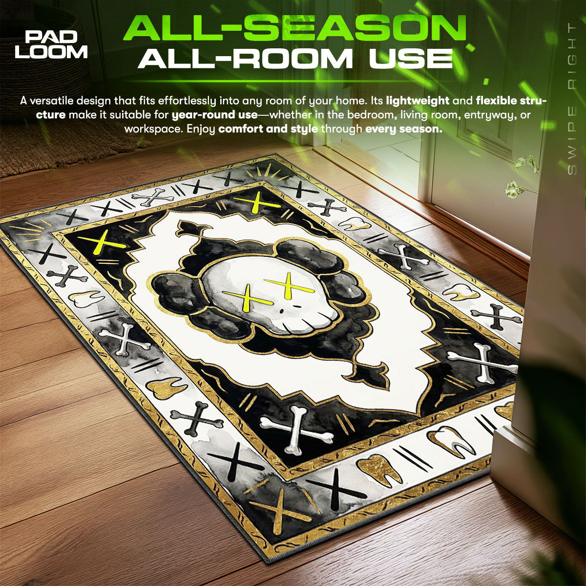 KAWS Skull Motif Persian Rug - Hype Floor Mat