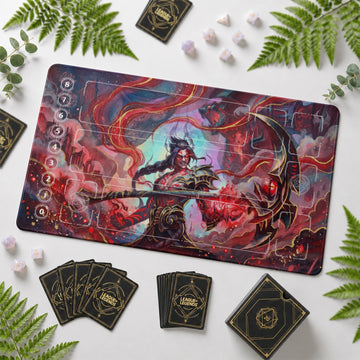 Kayn Darkin Riftbound TCG playmat – zone-free full-art League of Legends game mat