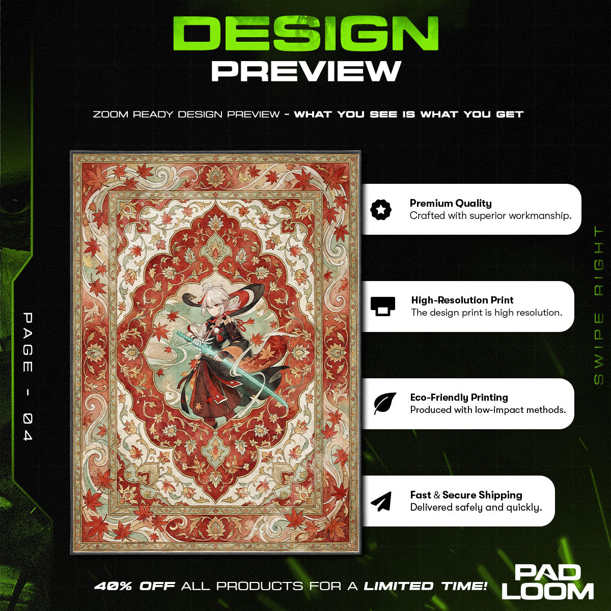 Kazuha Autumn Breeze Rug - Genshin Impact Chair Mat