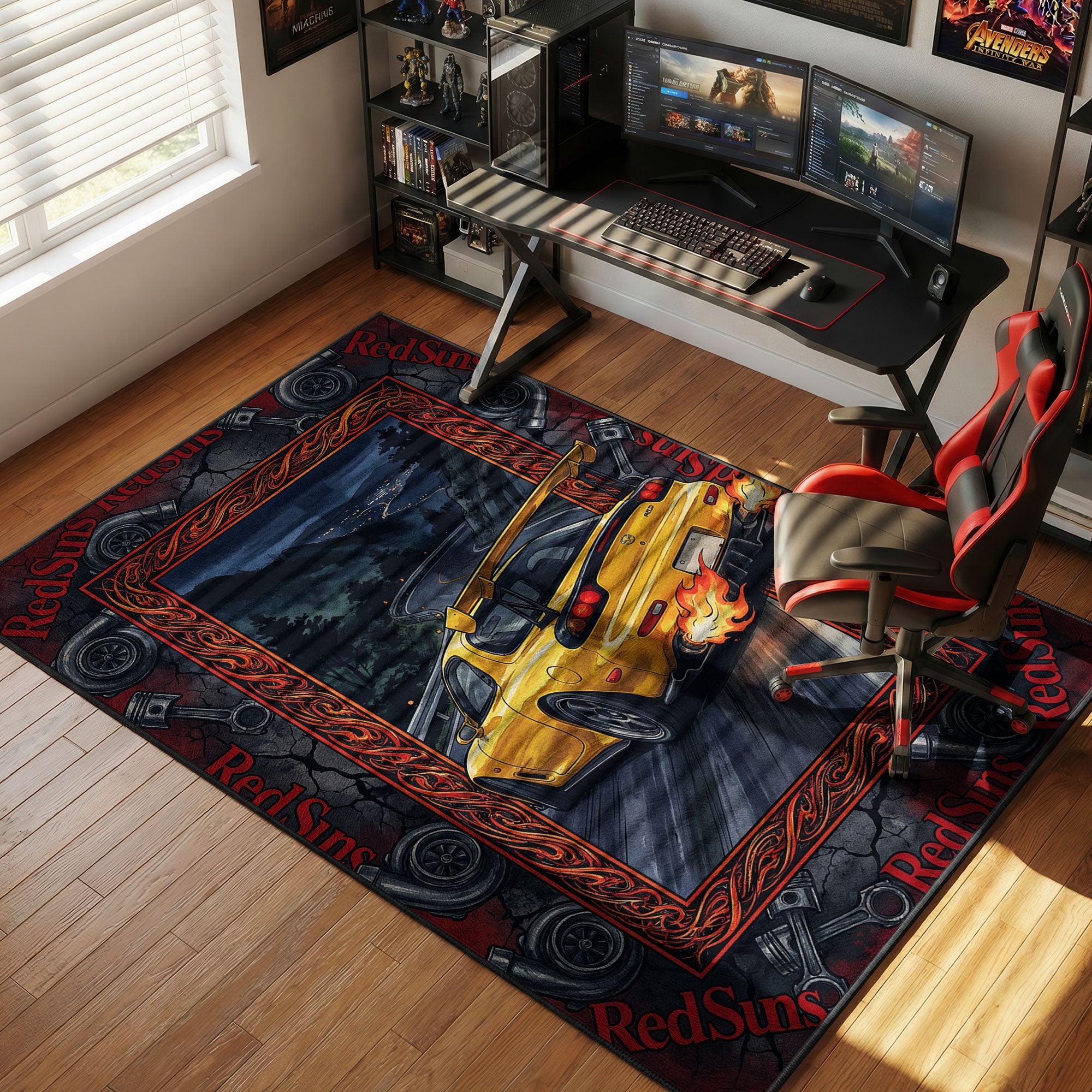 Keisuke RX-7 RedSuns Drift Rug - Initial D Chair Mat