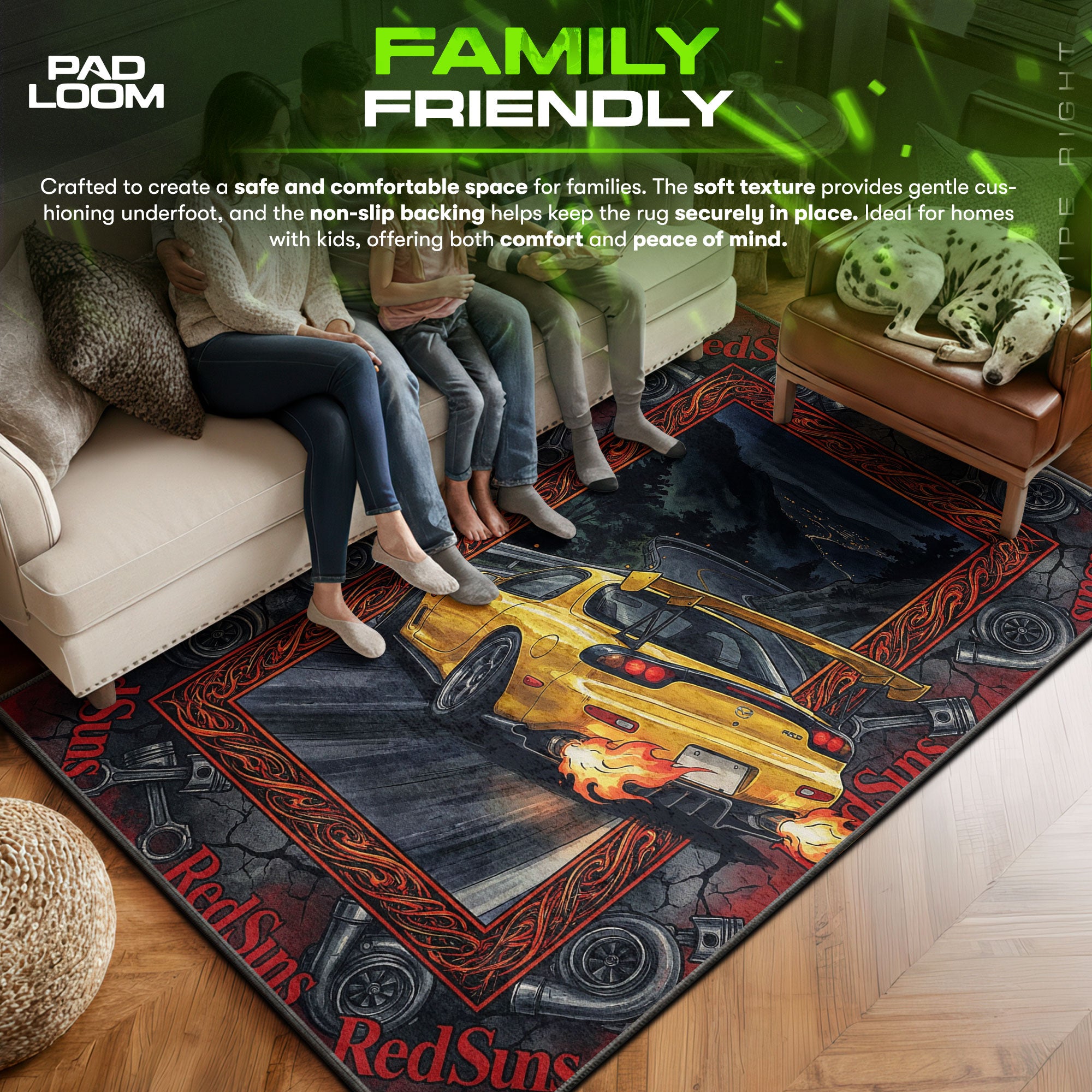 Keisuke RX-7 RedSuns Drift Rug - Initial D Chair Mat
