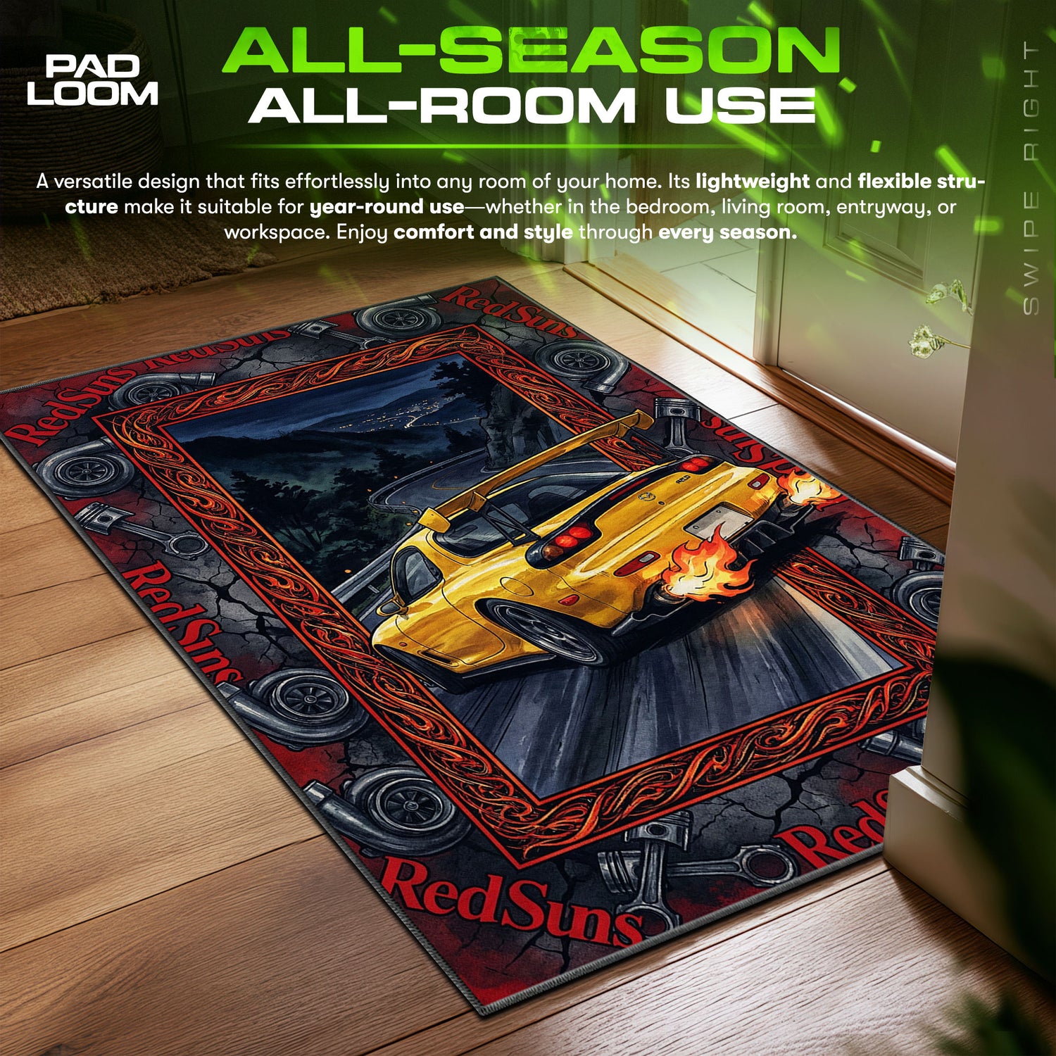 Keisuke RX-7 RedSuns Drift Rug - Initial D Chair Mat