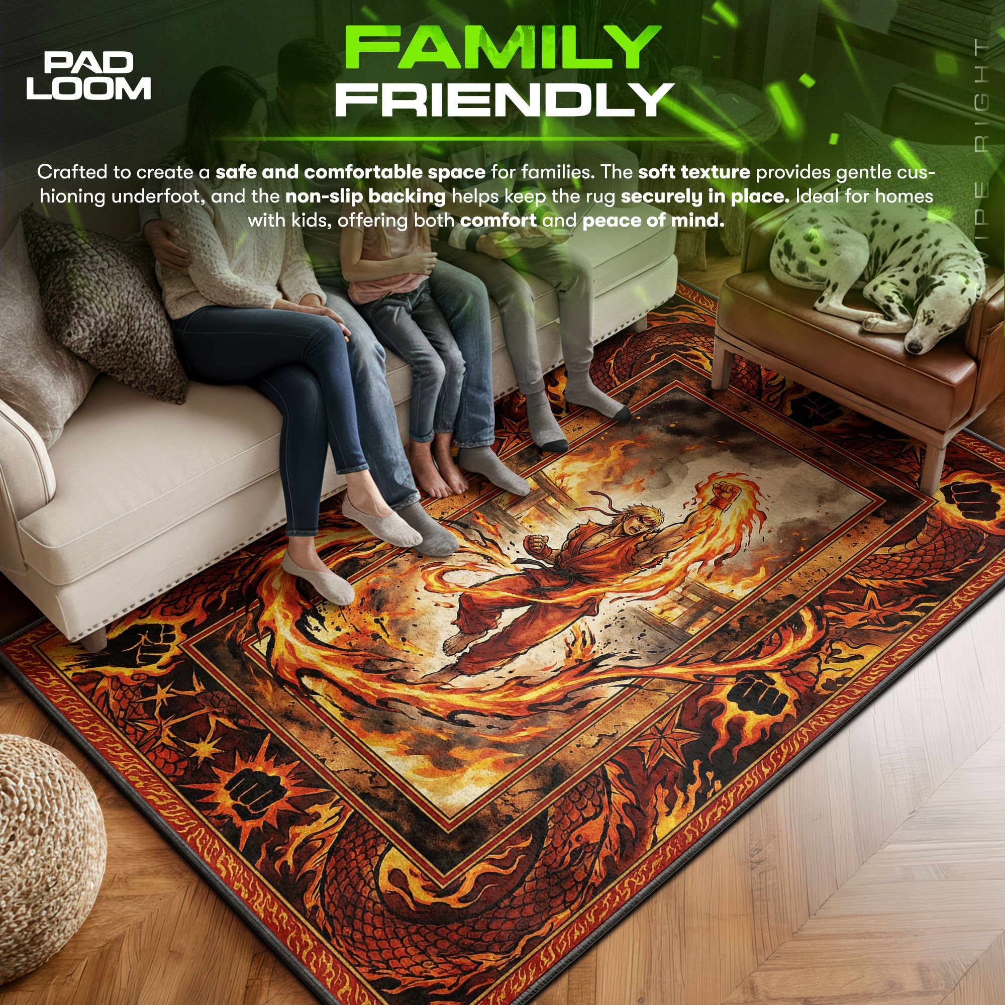 Ken area rug showing full home decor artwork