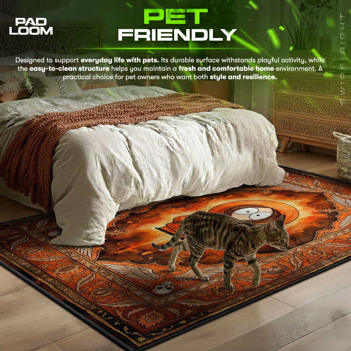 Area character design printed on rug