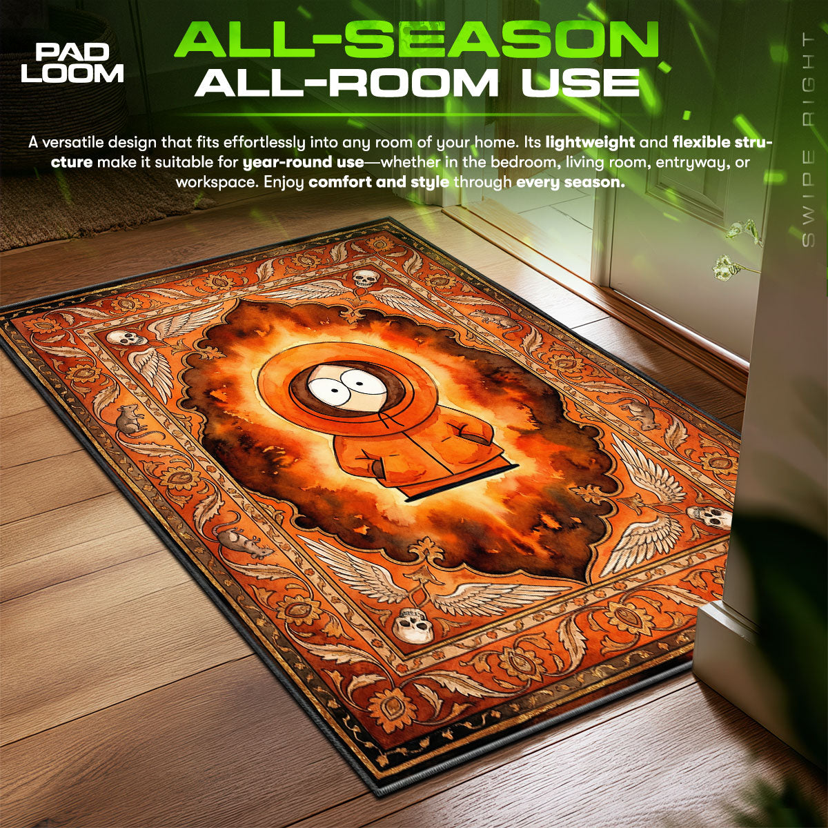 Kenny area rug showing full home decor artwork