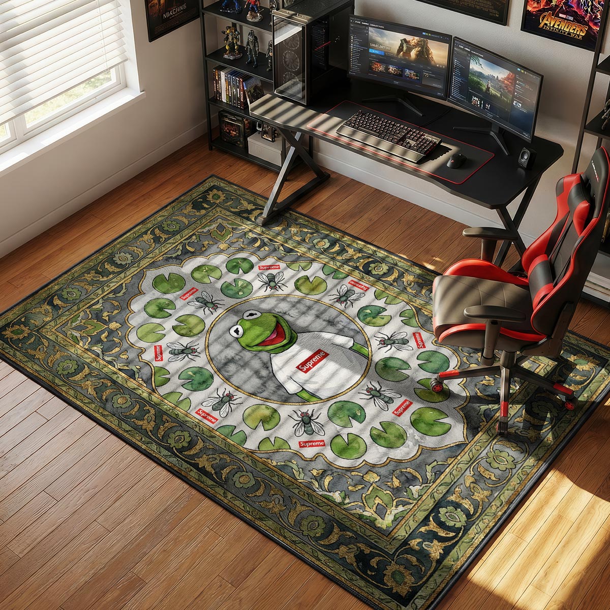 Supreme Kermit Ornate Hypebeast Floor rug — main product view