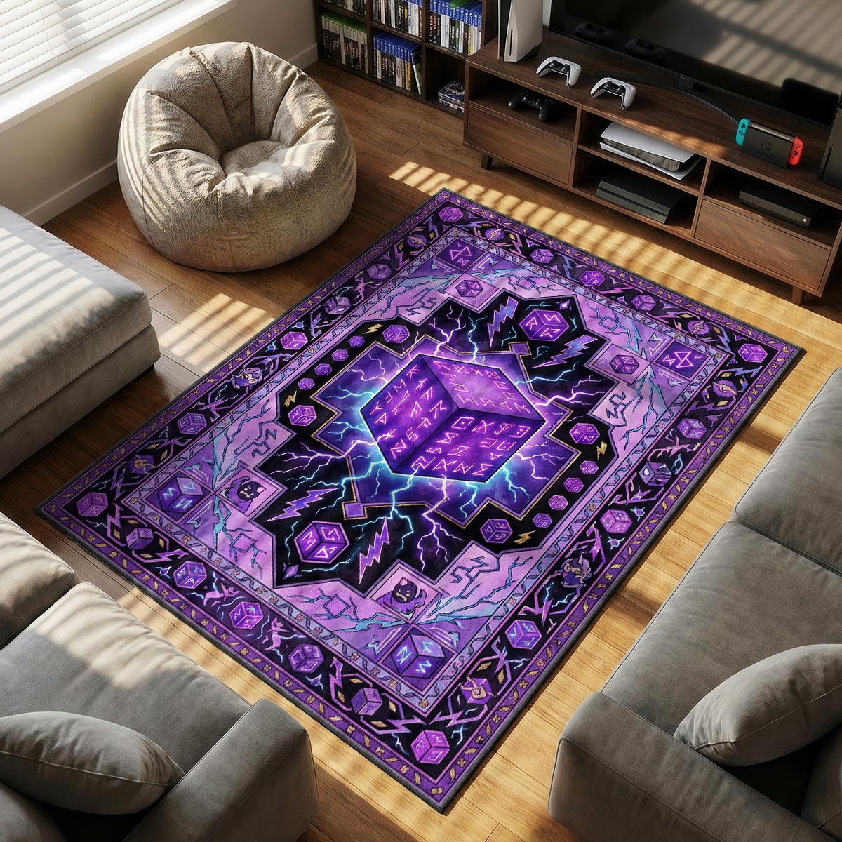 Kevin Cube Rune Lightning Rug - Fortnite Chair Mat