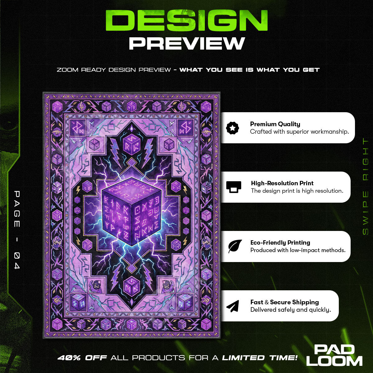 Kevin Cube Rune Lightning Rug - Fortnite Chair Mat