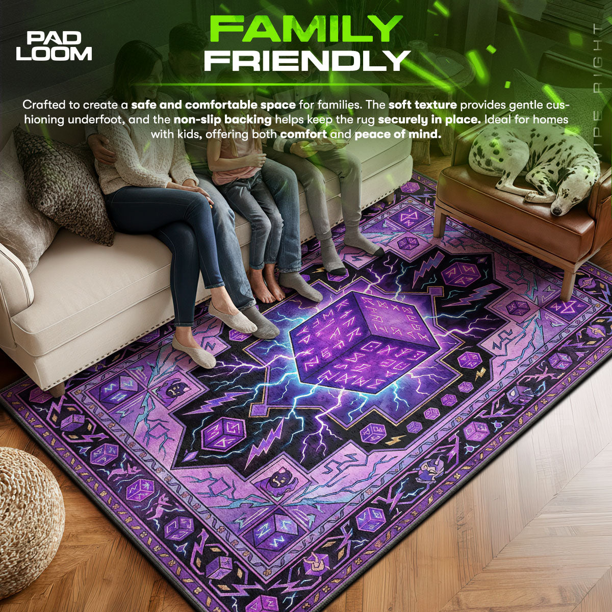 Kevin Cube Rune Lightning Rug - Fortnite Chair Mat