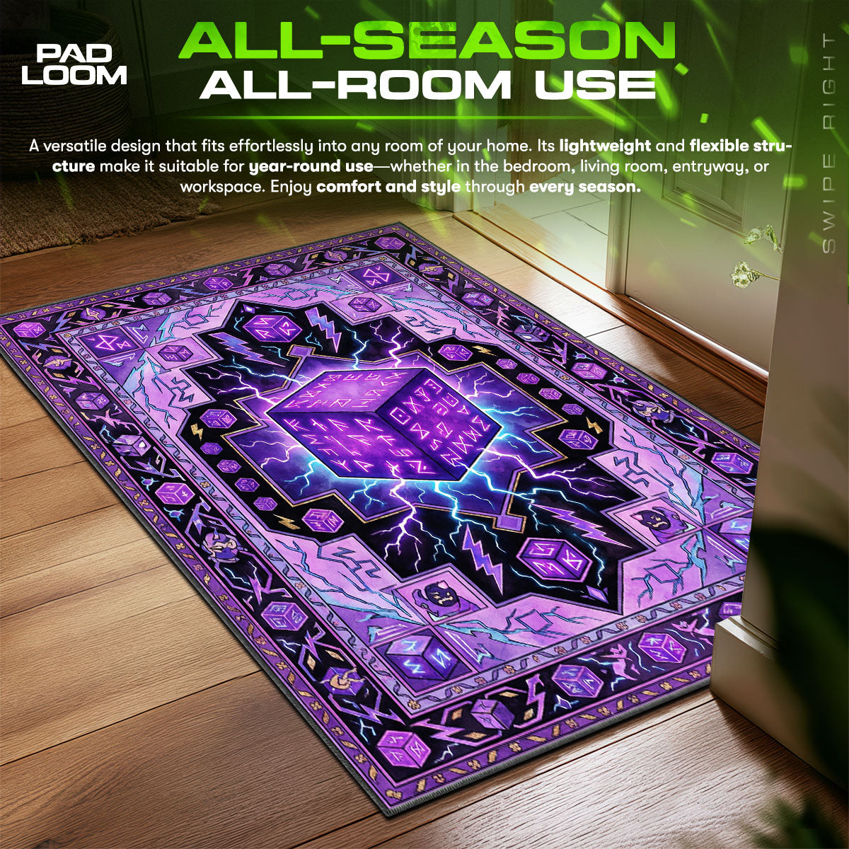 Kevin Cube Rune Lightning Rug - Fortnite Chair Mat