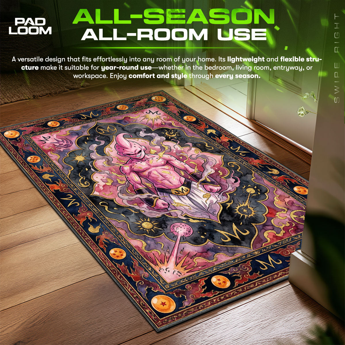 Kid Buu Destruction Dragon Ball Z Chair fan rug — premium quality print