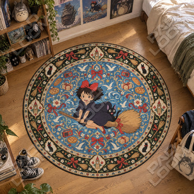 Kiki Flying Round Rug - Studio Ghibli Chair Mat