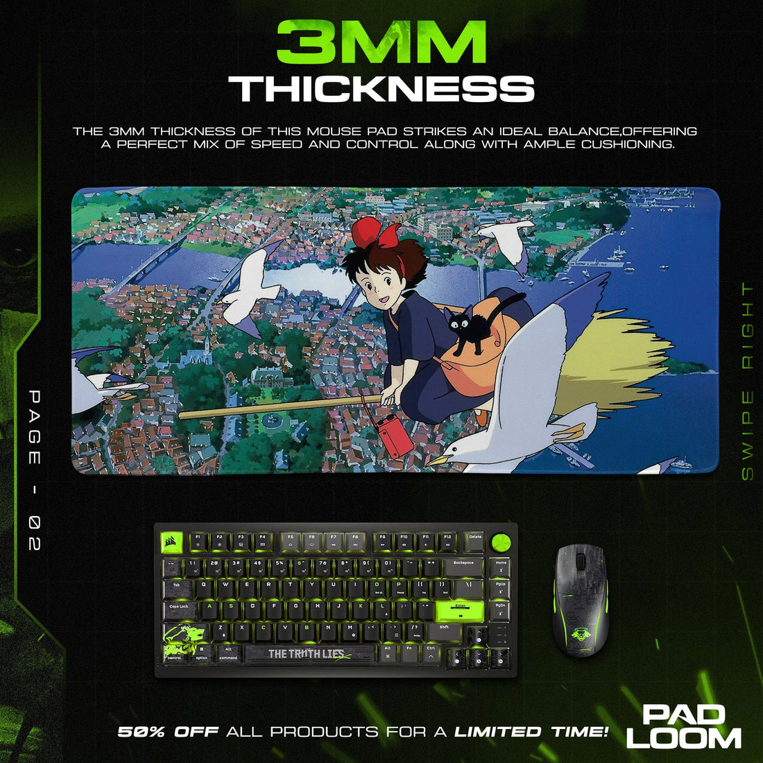 Princess Mononoke Mouse Pad - Studio Ghibli Anime Desk Mat Padloom