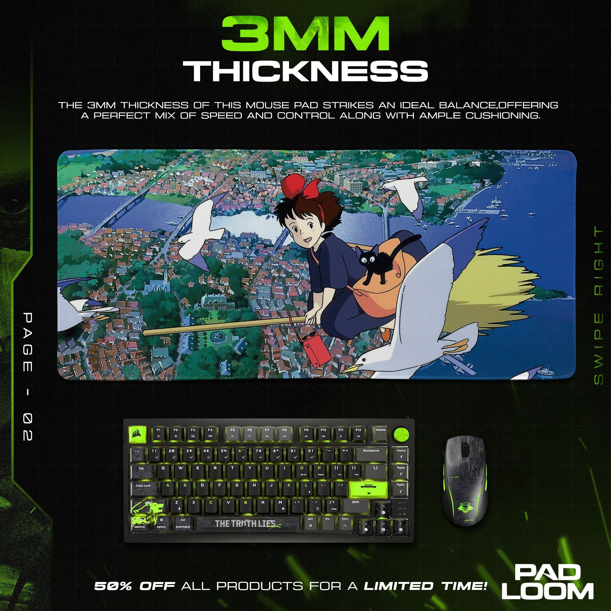 Princess Mononoke Mouse Pad - Studio Ghibli Anime Desk Mat Padloom