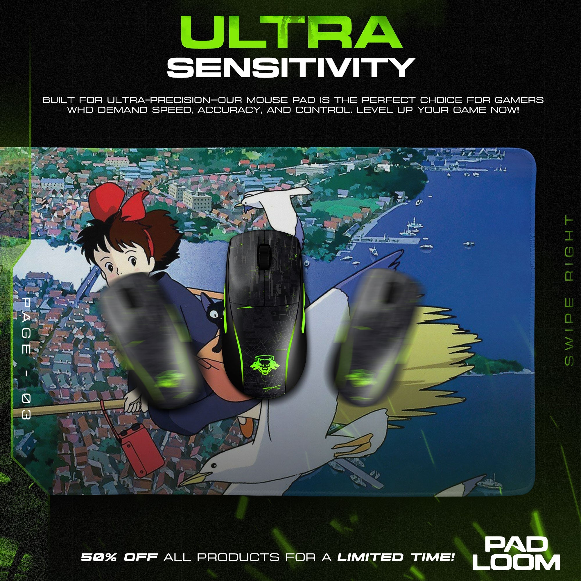 Princess Mononoke Mouse Pad - Studio Ghibli Anime Desk Mat Padloom